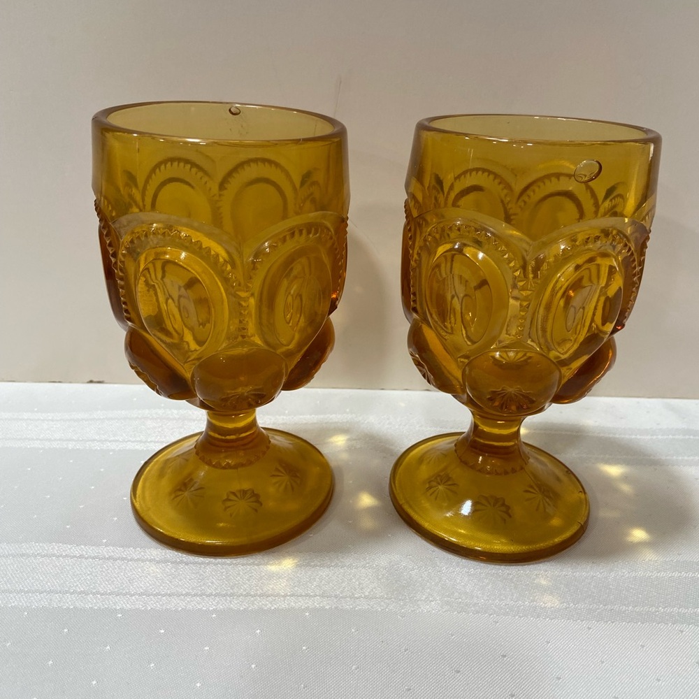 Vintage amber water glasses - Picture 2 of 4